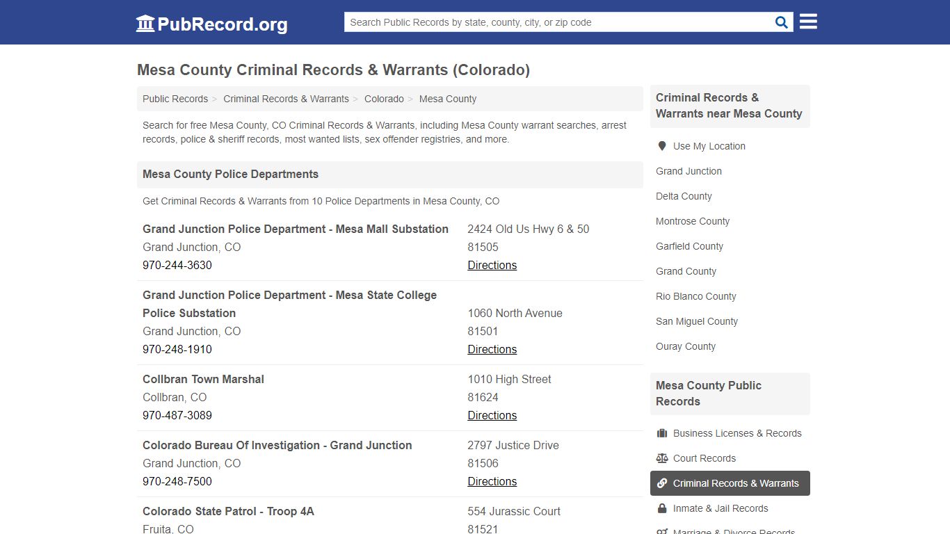 Mesa County Criminal Records & Warrants (Colorado)